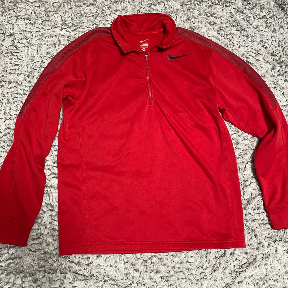 Nike Men's Medium Jacket Athletic Pullover Coat Long Sleeve Red Quarter Zip Up